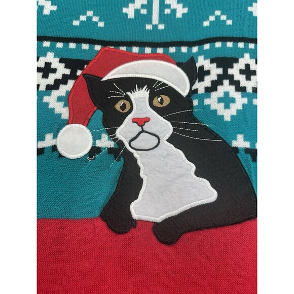 Alex Stevens Mens Medium Fair Isle Kitty Cat Ugly Christmas Sweater Holiday Xmas - Picture 2 of 7